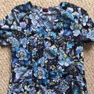 Dickies Blue Floral Scrub Top